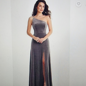 After Six 1556 Size 12 One-Shoulder Velvet Maxi‎ Dress Pockets Color Cavi Formal